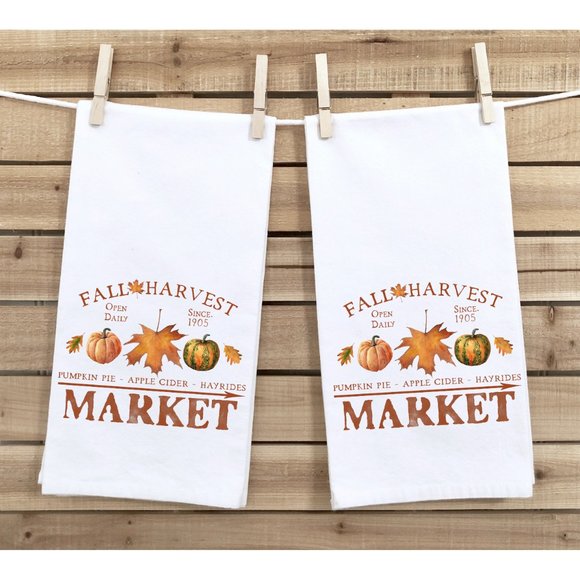 Tea Towels, Set of 2, Fall Harvest, Thanksgiving - Picture 2 of 3